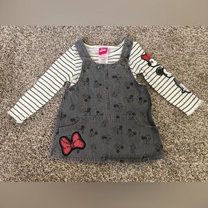 NWOT Infant Baby Disney Junior Girl’s Minnie Mouse Shirt Denim Overall Dress